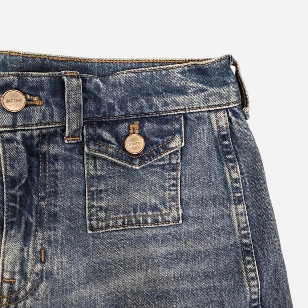 J.Crew High Rise Wide Leg Jeans Medium Wash Front Flap Pockets CN343 Size 25